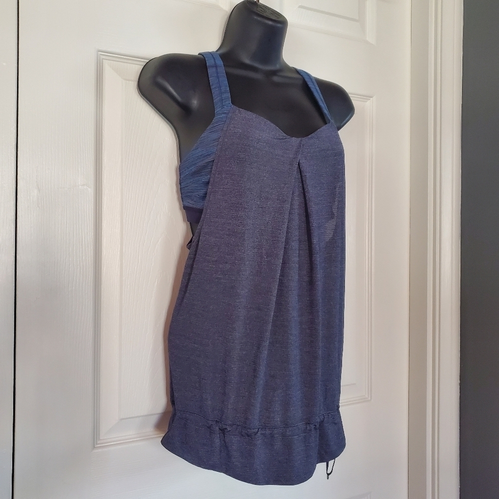Lululemon Rest Less Tank Top Sport Bra Unpaded Heathered Blue Size 4 Pullover
